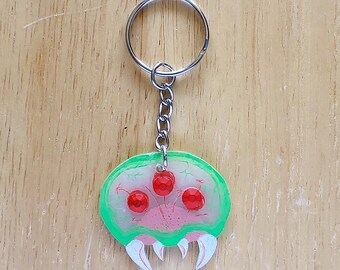 Metroid Larva Shrink Plastic Keychain
