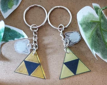 Shrink Plastic Triforce Keychain with Fairy Charm