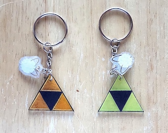 Triforce with Fairy Charm Shrink Plastic Keychain