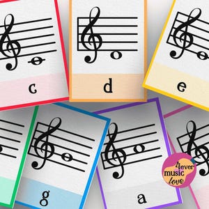 Piano Learning Cards Color Coded Music Flash Cards - 50 Double Sided Piano Note Learning Cards Sight Singing Flashcards