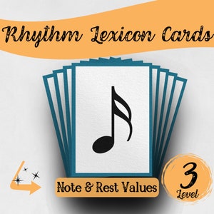 Cartes mémoire Rhythm Lexicon - Cartes d'apprentissage de la théorie musicale pour école de musique - Jeux imprimables captivants - Téléchargement instantané - Niveau 3