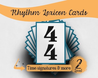 Rhythm Lexicon flashcards - Music theory learning cards for music school - Engaging printable games - Instant Download - Level 2
