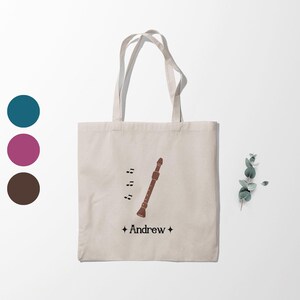 Sac fourre-tout personnalisé pour flûte à bec - Cadeaux musicaux personnalisés pour musiciens, professeurs, étudiants, amoureux, maman d'un groupe - Toile d'apprentissage et d'école