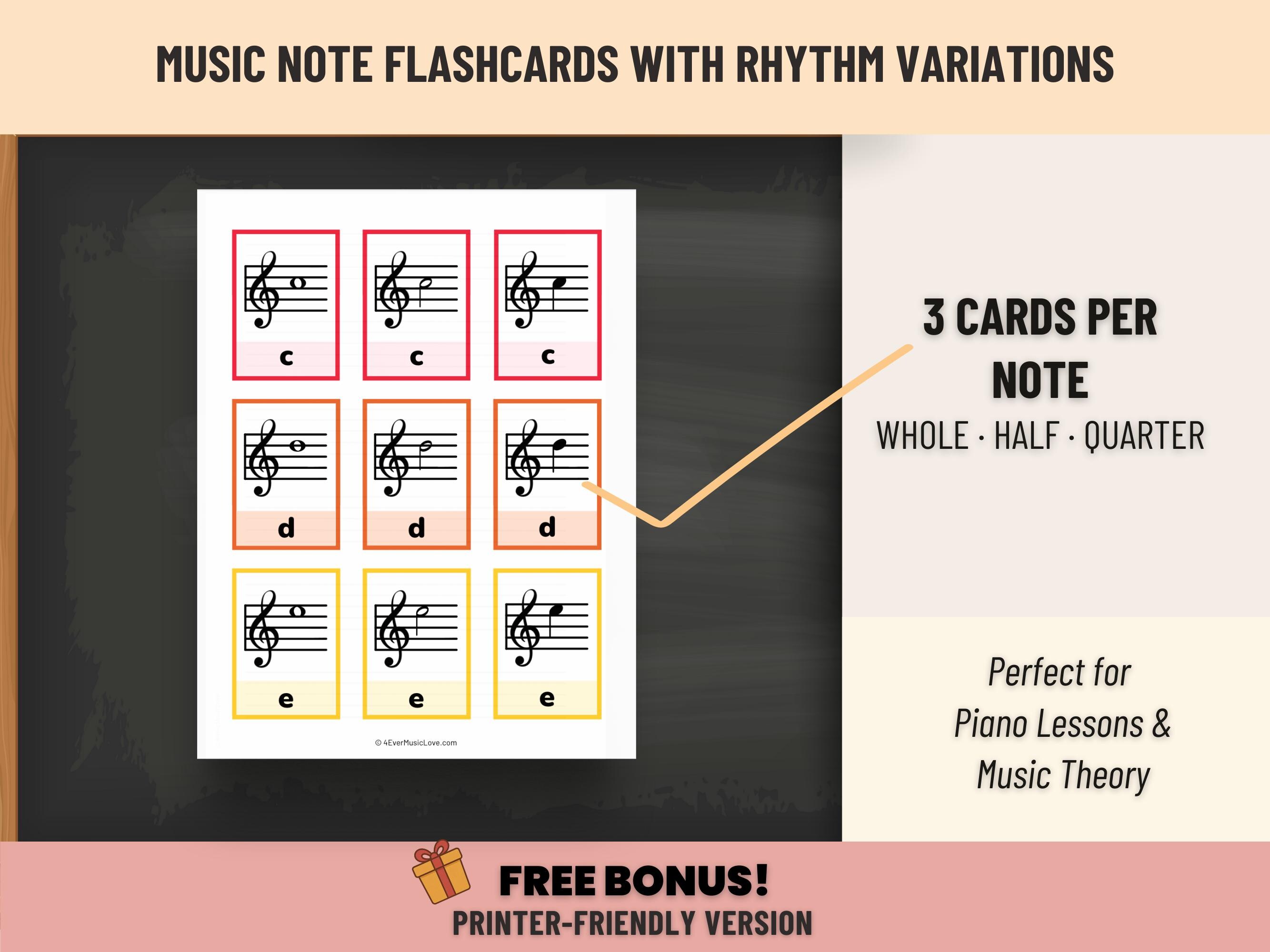 Music Note Flashcards Level 2 – Color Coded Piano Flash Cards for Note ...