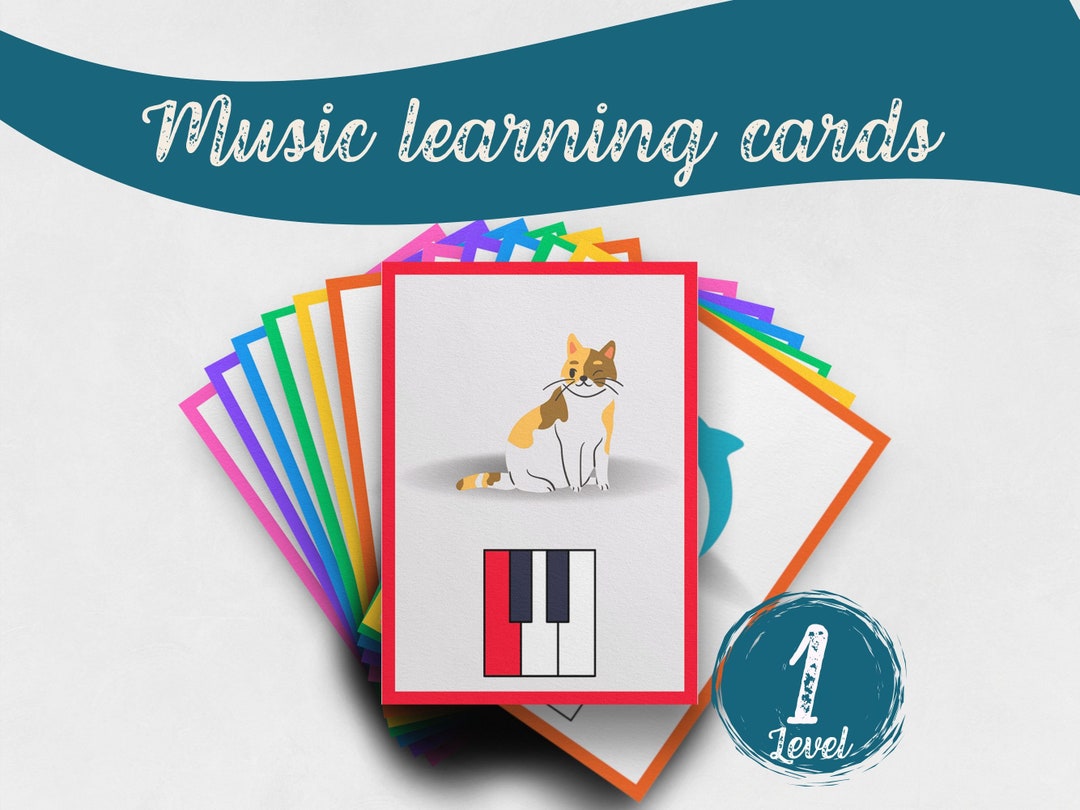 Animal Alphabet Music Flash Cards Color Coded Piano Playing Etsy