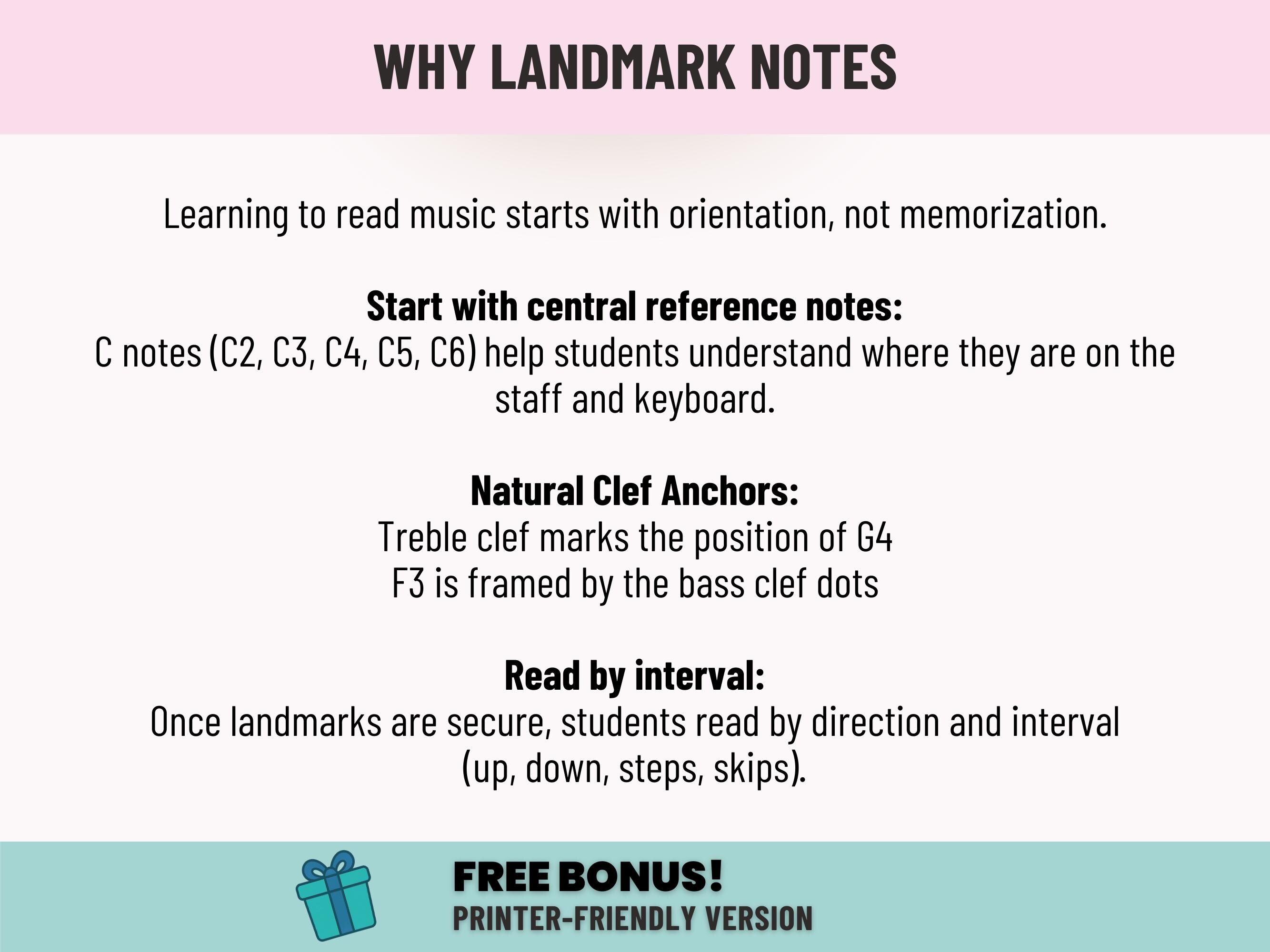 Landmark Music Notes and Piano Keys Flashcard - Color Coded Learning ...