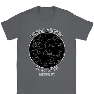 Benutzerdefinierte Sternenkarte T Shirt, Nachthimmel Sternenkarte T Shirt für Ihr Datum und Ort, personalisierte Sternenkarte Shirt Geburtstag Weihnachtsgeschenk