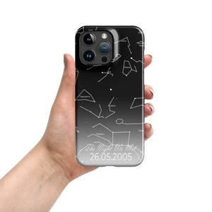 Étui personnalisé Night Sky Star Map iPhone 15 14 13 12 Pro Max, Carte des étoiles pour votre date et lieu iPhone 11, Cadeau de Noël d’anniversaire