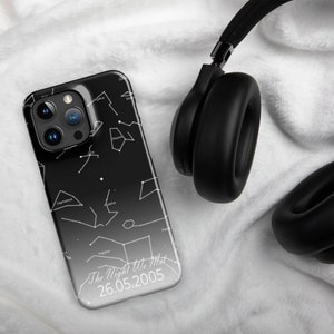 Étui personnalisé Night Sky Star Map iPhone 15 14 13 12 Pro Max, Carte des étoiles pour votre date et lieu iPhone 11, Cadeau de Noël d’anniversaire