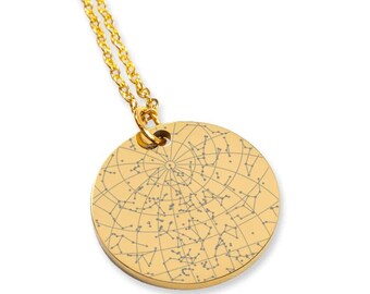 Personalised Night Sky Star Map Necklace, Star Map Necklace for Your Date and Place, Personalized Star Map Necklace Birthday Christmas Gift