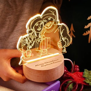 Personalized 3D Photo Lamp, Photo Engraving, Lamp Night light, Anniversary Wedding Gift, Mother&#39;s Day gifts, BFF Gift, Gift for Her / Him