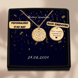 Collana personalizzata con mappa stellare del cielo notturno, collana con mappa stellare per la tua data e il tuo luogo, regalo per anniversario di matrimonio per moglie, regalo per fidanzata