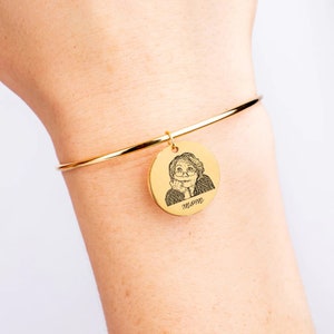 Custom Photo Bracelet, Custom Portrait Bangle, Photo Engraved, Personalised Photo Jewelry, Family Gift, Birthday Gift, Picture Bracelet