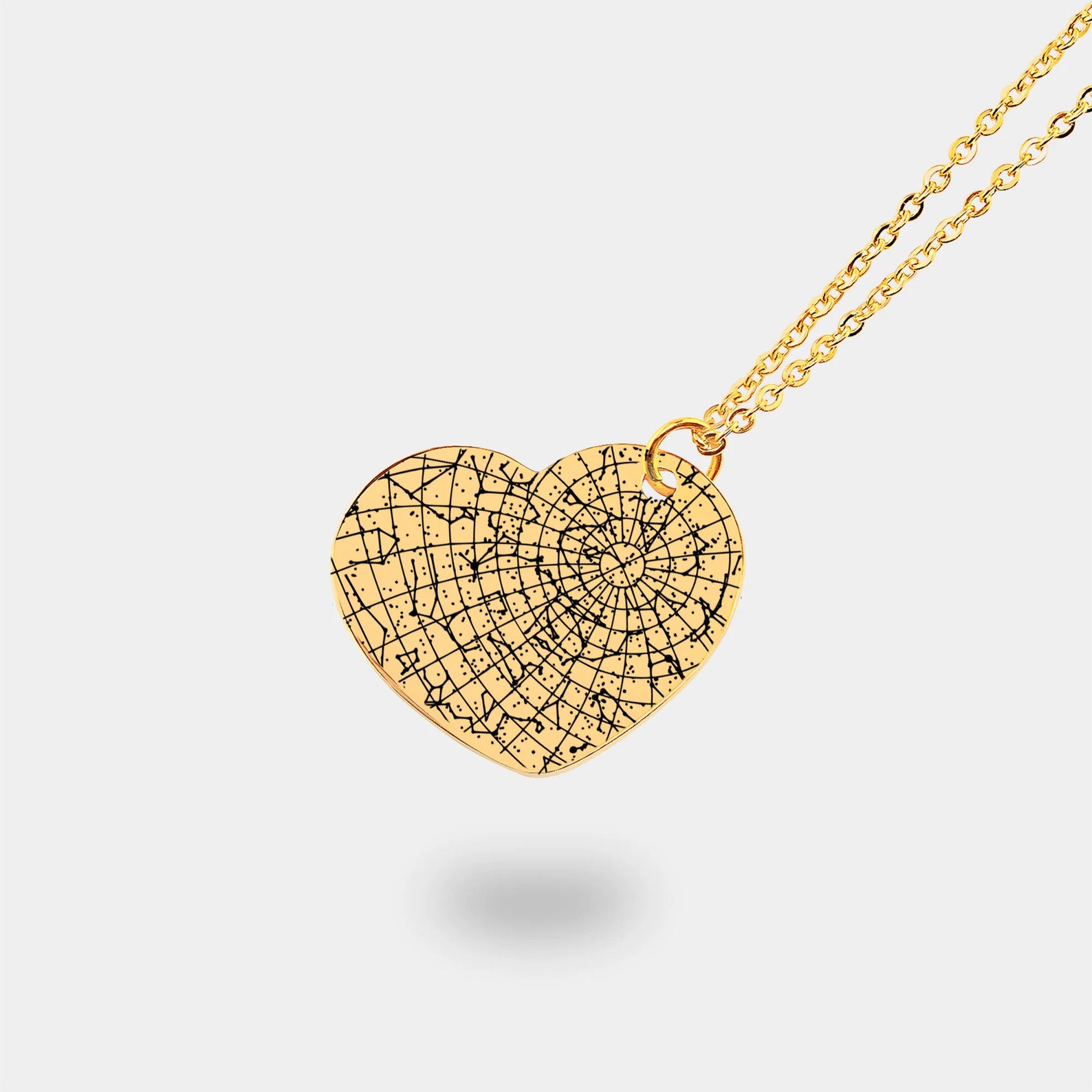 Personalized Night Sky Star Map Necklace, Heart Star Map Necklace For