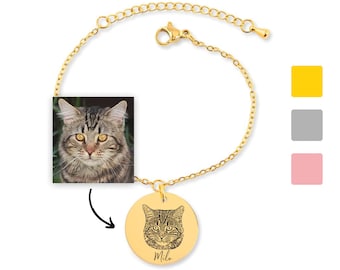 Personalized Pet Portrait Bracelet Animal Lovers Pet Loss Gift for Women Cat Bracelet Cat Lover Mother&#39;s Day Gift Personalized Cat Bracelets