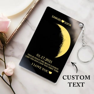 Personalized Moon Phase Keychain, Custom Moon Phase Keyring, Custom Birth Moon gift, Anniversary, Full Moon Phase By Date, Anniversary Gift