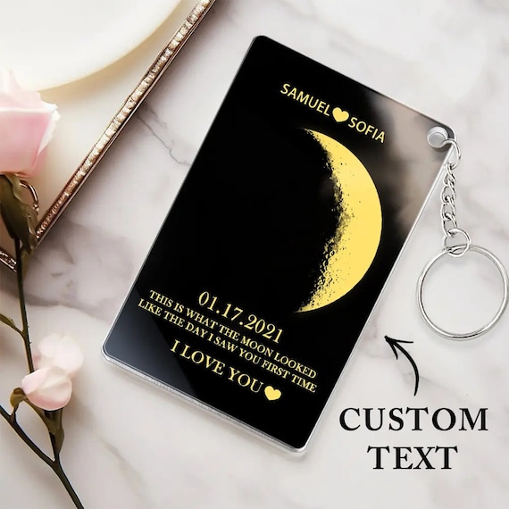 Moons in Anniversary Keychain Personalized Moon Phase Keychain, Custom Moon Phase Keyring, Custom Birth  Moon Gift, Anniversary, Full Moon Phase by Date, Anniversary Gift