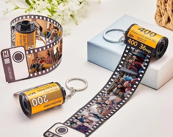 Memory Film Keychain 5-20 Photos - Personalized Camera Roll Gift, Birthday, Anniversary, Wedding, Couple Custom Gift, Valentine's Day Gift