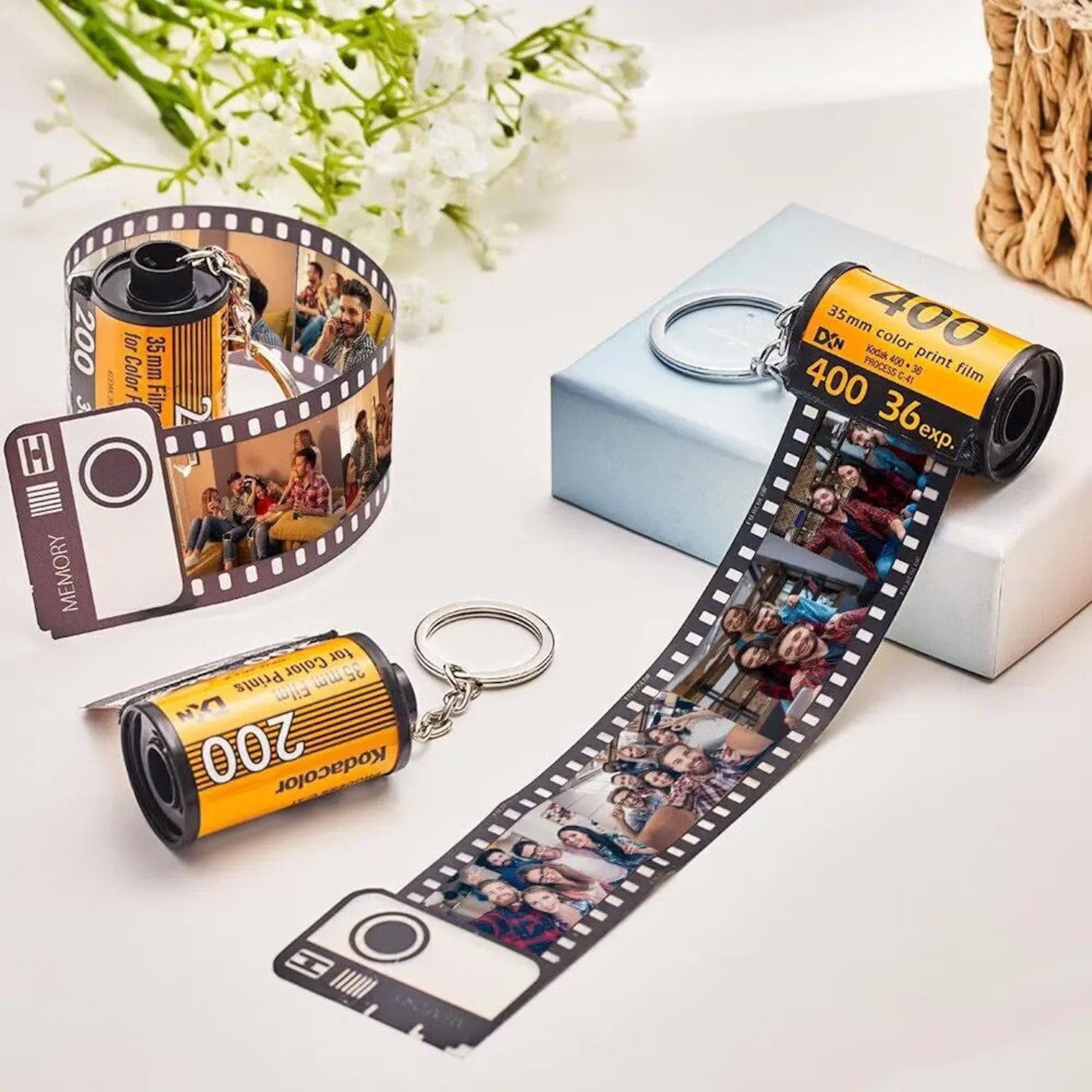 Memory Film Keychain 5-20 Photos Personalized Camera Roll Gift