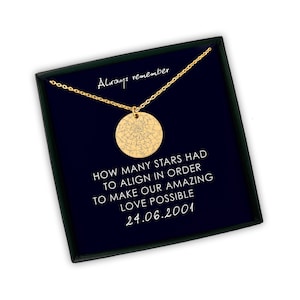 Personalisierte Sternkarte Halskette, Sternkarte Halskette für Ihr Datum und Ort, Geburtstag Hochzeitstag Geschenk für Frau Freundin