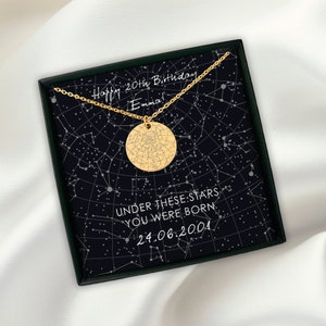 Collier personnalisé carte des étoiles du ciel nocturne, collier carte des étoiles pour votre date et lieu, collier personnalisé carte des étoiles, cadeau d'anniversaire de Noël