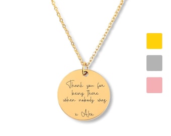 Benutzerdefinierte Zitat Halskette • Nachricht Halskette • Personalisierter Schmuck • Song Lyric Schrift Vers • Disc Halskette • Geschenk für ihre Freundin Geschenk