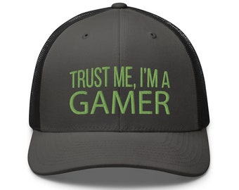 Trust Me I'm A Gamer Hat | Funny Gaming Hat | Gamer Gift | Men's Baseball Cap | Video Games Lover Gift | Dad Hat | Gamer Hat | Embroidered