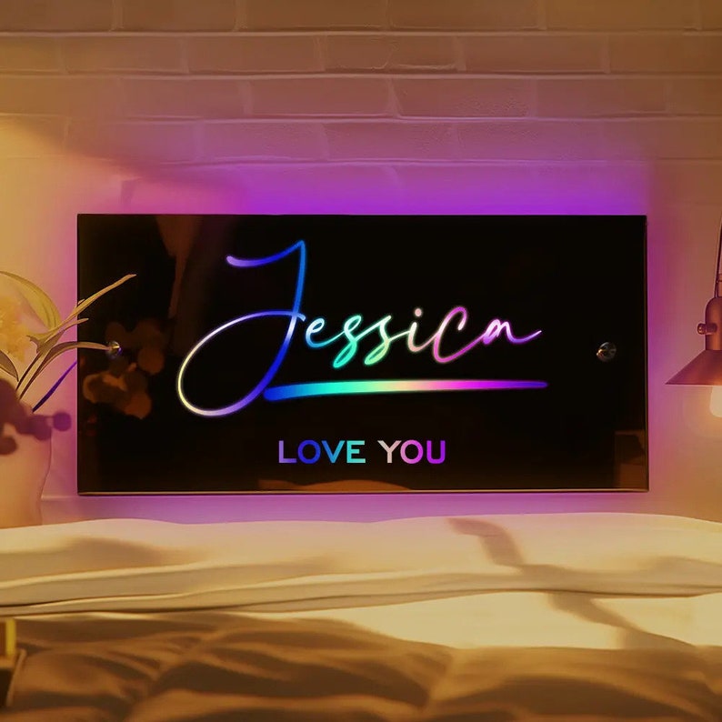 Personalised Name Mirror Sign | Gift for Kids | Custom LED Illuminated ...
