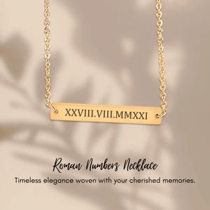 Roman Numerals Necklace - Anniversary Gift - Wedding Date Necklace - Mothers Day Gift - Christmas Gift - Girlfriend Gift