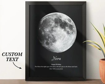 Regalo personalizado, Impresión lunar personalizada en NEGRO, Impresión de fase lunar personalizada, Regalo de recuerdo, Regalo de boda imprimible, Arte mural, Regalo con impresión lunar