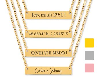 Personalized Name Necklace, Bible Verse Necklace Gift for Wife, Names or Coordinates Necklace Christmas Mothers Day Gift Girlfriend Gift