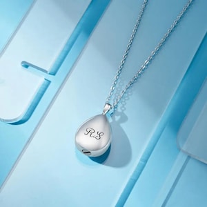Personalized Urn Drop Necklace, Human or Pets Ashes, Handmade Gift, Gold Drop Urn Necklace, Silver Cremation Urn Necklace, Christmas Gift