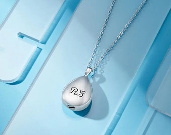 Personalized Urn Drop Necklace, Human or Pets Ashes, Handmade Gift, Gold Drop Urn Necklace, Silver Cremation Urn Necklace, Christmas Gift