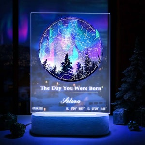 Luz noturna de mapa estelar de constelação personalizada | Presente de aniversário personalizado | Presente para ele/ela - Presente para marido/esposa - Céu noturno personalizado