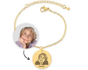 Custom Photo Bracelet, Custom Portrait Bracelet, Photo Engraved, Personalised Photo Jewelry, Family Gift, Birthday Gift, Picture Bracelet