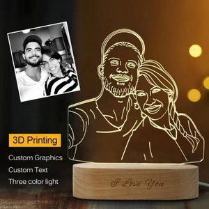 Personalized 3D Photo Lamp, Photo Engraving, Lamp Night light, Wedding Gift, Mother&#39;s Day gifts, BFF Gift, Gift for Her, Anniversary Gift