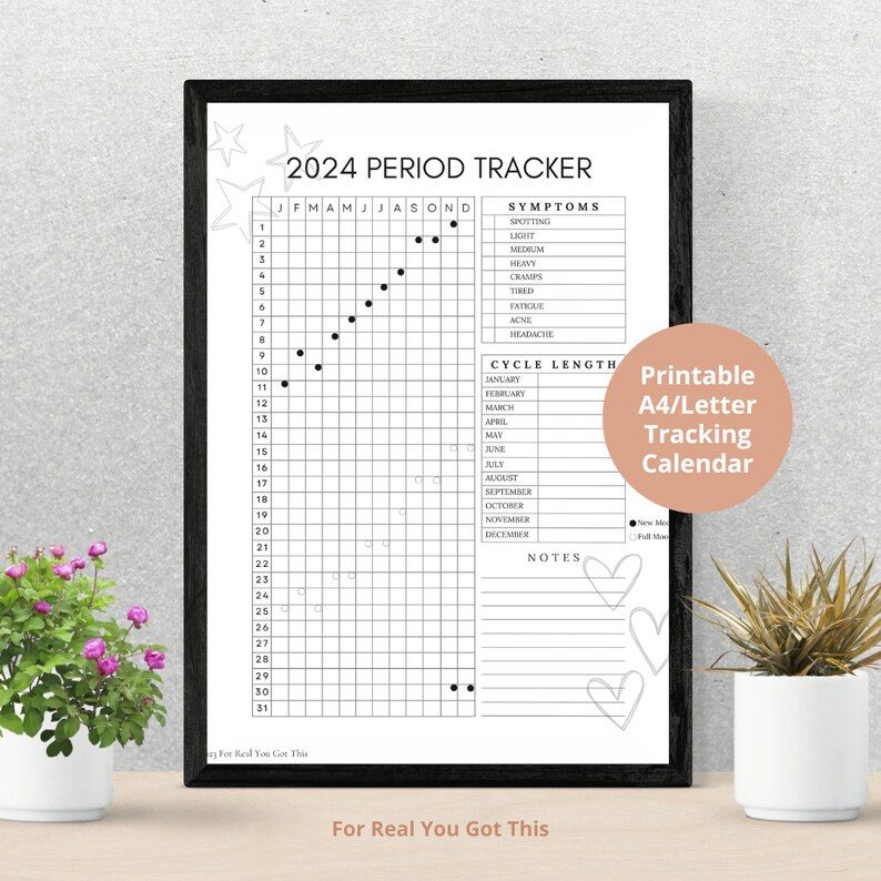 Printable Period Tracker 2024 Calendar Instant Download Etsy UK
