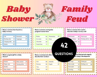 Baby Shower Family Feud Game, 40+ Questions (Digital Download)