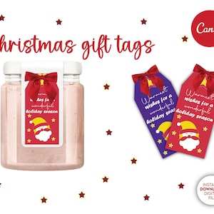 Christmas Gift Tags | Santa Claus Holiday Tags | Editable Canva Template | Printable Gift Labels | Instant Digital Download