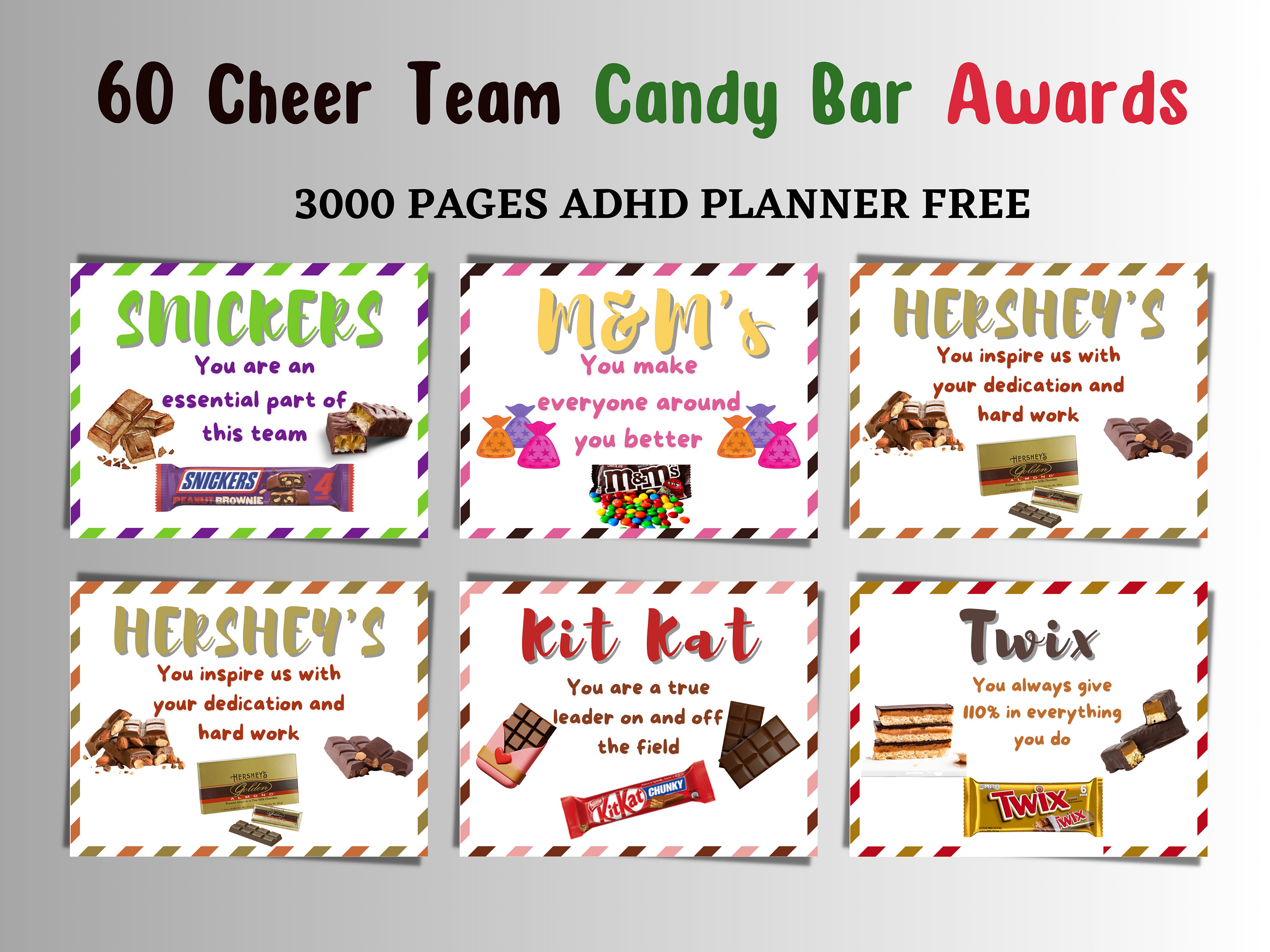 Cheer Team Candy Bar Award Certificates Cheerleader Candy Bar Awards