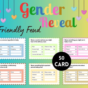 Gender Reveal Friendly Feud, Gender Reveal Games, Baby Shower Family Feud, Minimalist Baby Games, Gender Baby Party Activity, Printable Game