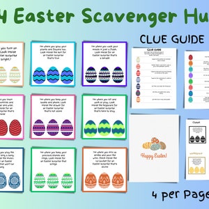 EASTER SCAVENGER HUNT, Indoor Scavenger Hunt, Game for Kids, Treasure Hunt Clues, Easter Activity
