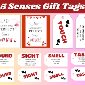 5 Senses Geschenkanhänger, Karten & Ideen - Geschenk für Freund, Freundin, Mann oder Frau - Valentinstag Geschenk - Geburtstagsgeschenk - Jahrestagsgeschenk