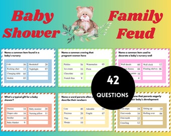 Baby Shower Family Feud Game, 40+ Questions (Digital Download)