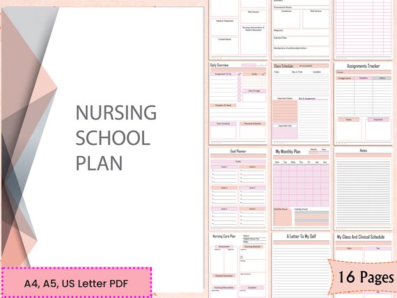 PRINTABLE Nursing Student Planner Nursing School Planner - Etsy