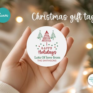 Editable Happy Holidays Gift Tags | Canva Template | Printable Christmas Tags | Digital Download | Personalized Holiday Labels