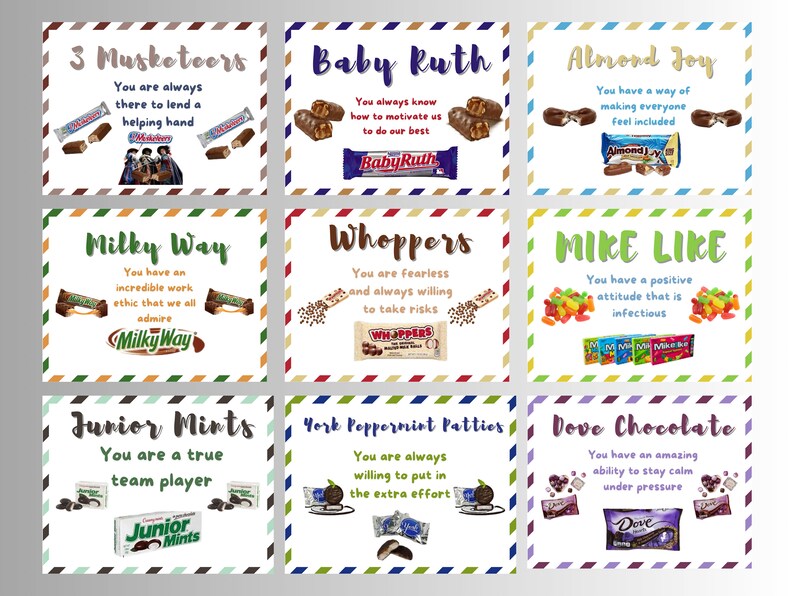 Cheer Team Candy Bar Award Certificates Cheerleader Candy Bar Awards