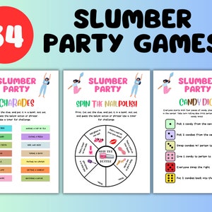 Slumber Party Games Bundle Teen Preteen Sleepover Party Activities Girl Pajama Party Games PRINTABLE Birthday Games Pink Instant Digital