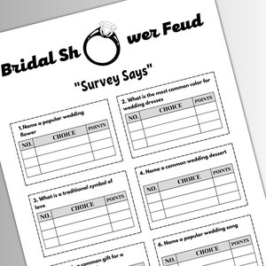 Family Feud Bridal Shower game, Bridal Shower games, Wedding games, Bridal shower ideas, Printable games, Party games, Wedding shower games
