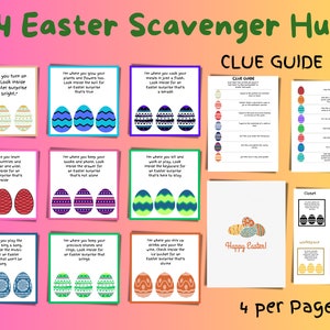 EASTER SCAVENGER HUNT, Indoor Scavenger Hunt, Game for Kids, Treasure Hunt Clues, Easter Activity